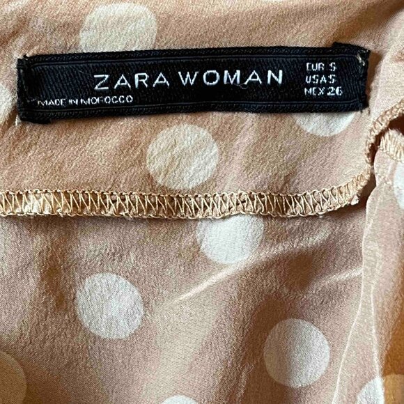 Short Sleeve Zara Silk Polka Dot Top - Picture 4 of 4